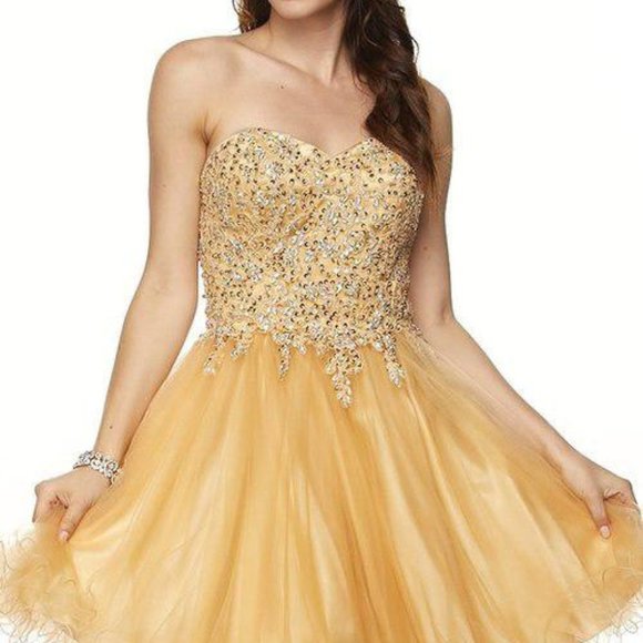 Strapless Sequin A-Line Prom Dress JT787 - Picture 1 of 5